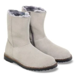 Birkenstock Uppsala Zip Shearling Suede Leather Stone Coin -Birkenstock Sale Store 1030071 pair