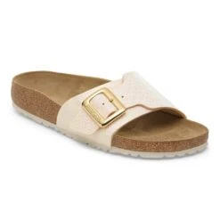 Birkenstock Catalina Luxe Buckle Synthetics Shiny Snake Cream