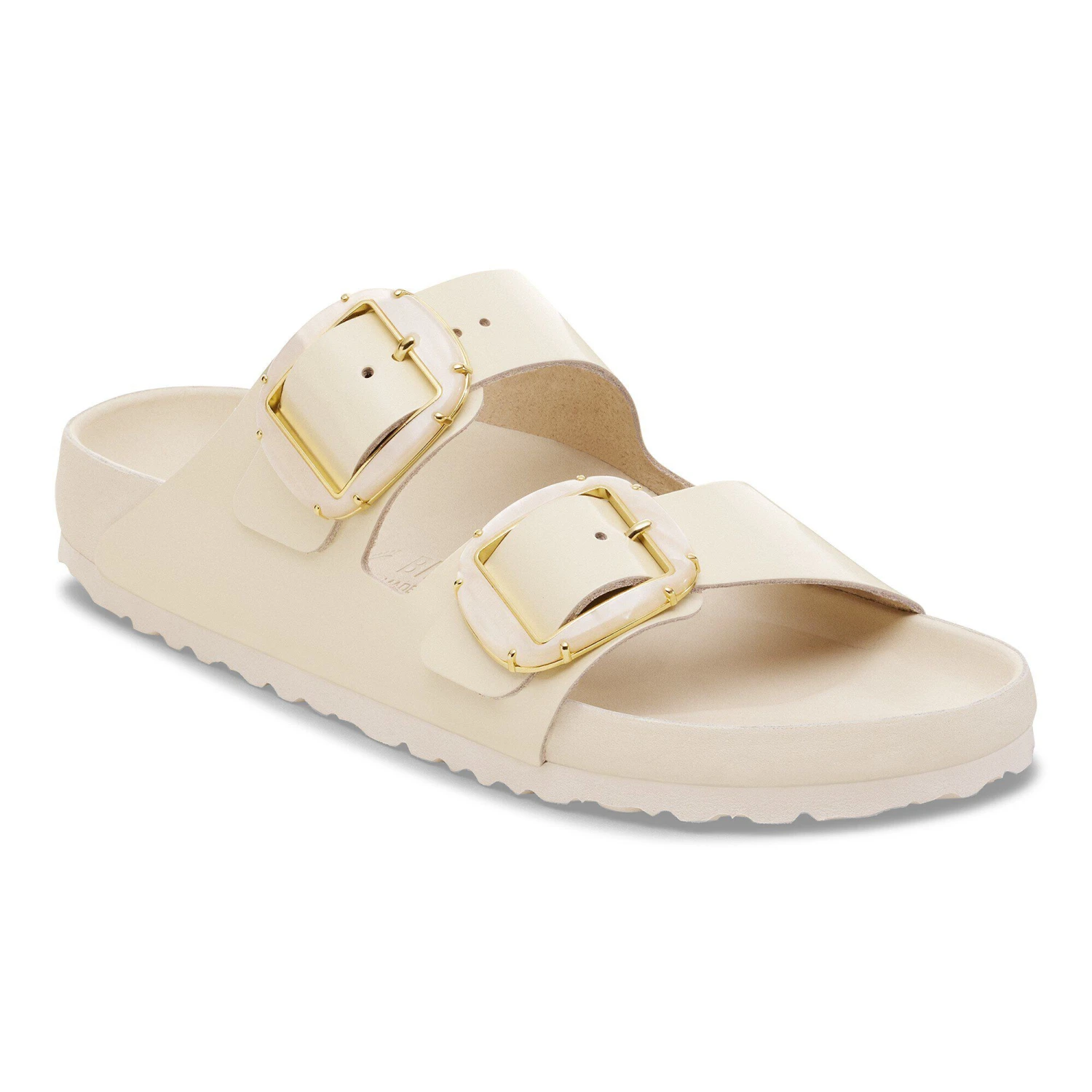 Birkenstock Arizona Big Buckle Pearl Natural Leather Patent High Shine Ecru 1 Birkenstock Arizona Big Buckle Pearl Natural Leather Patent High Shine Ecru