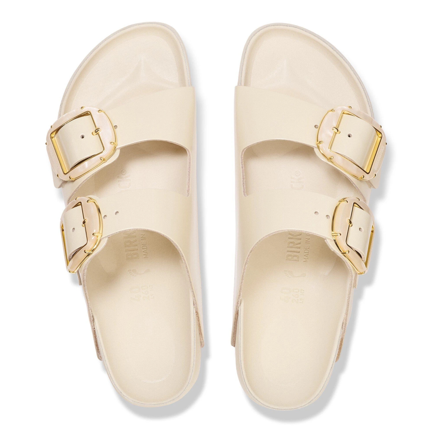 Birkenstock Arizona Big Buckle Pearl Natural Leather Patent High Shine Ecru 2 Birkenstock Arizona Big Buckle Pearl Natural Leather Patent High Shine Ecru - Image 2