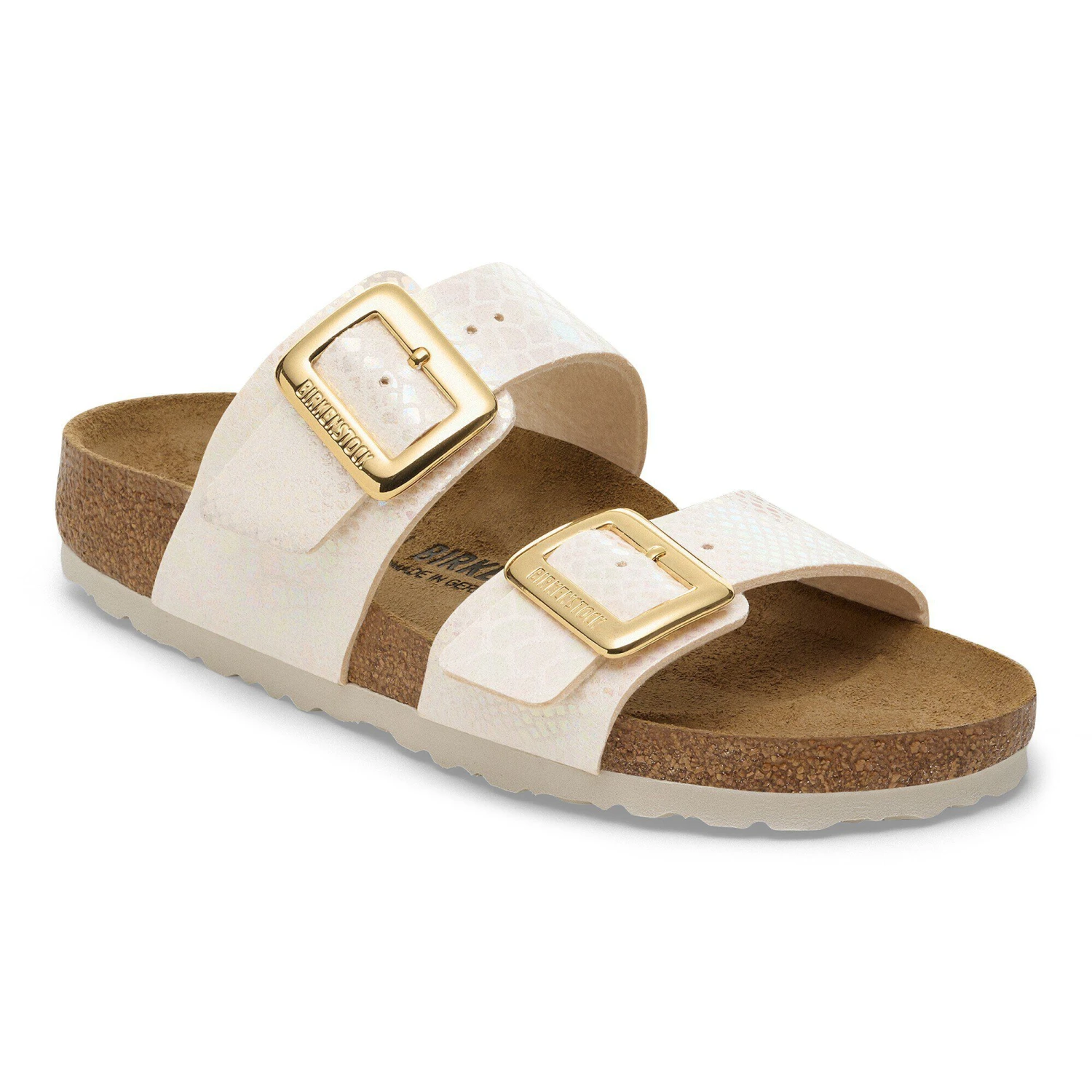 Birkenstock Sydney Luxe Buckle Synthetics Shiny Snake Cream 1 Birkenstock Sydney Luxe Buckle Synthetics Shiny Snake Cream
