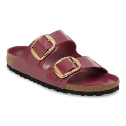 Birkenstock Arizona Hammered Big Buckle Natural Leather Patent Zinfandel High Shine