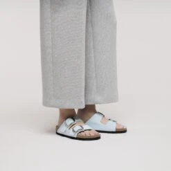 Birkenstock Arizona Big Buckle Natural Leather Patent High Shine Baby Blue -Birkenstock Sale Store 1030327 f look f