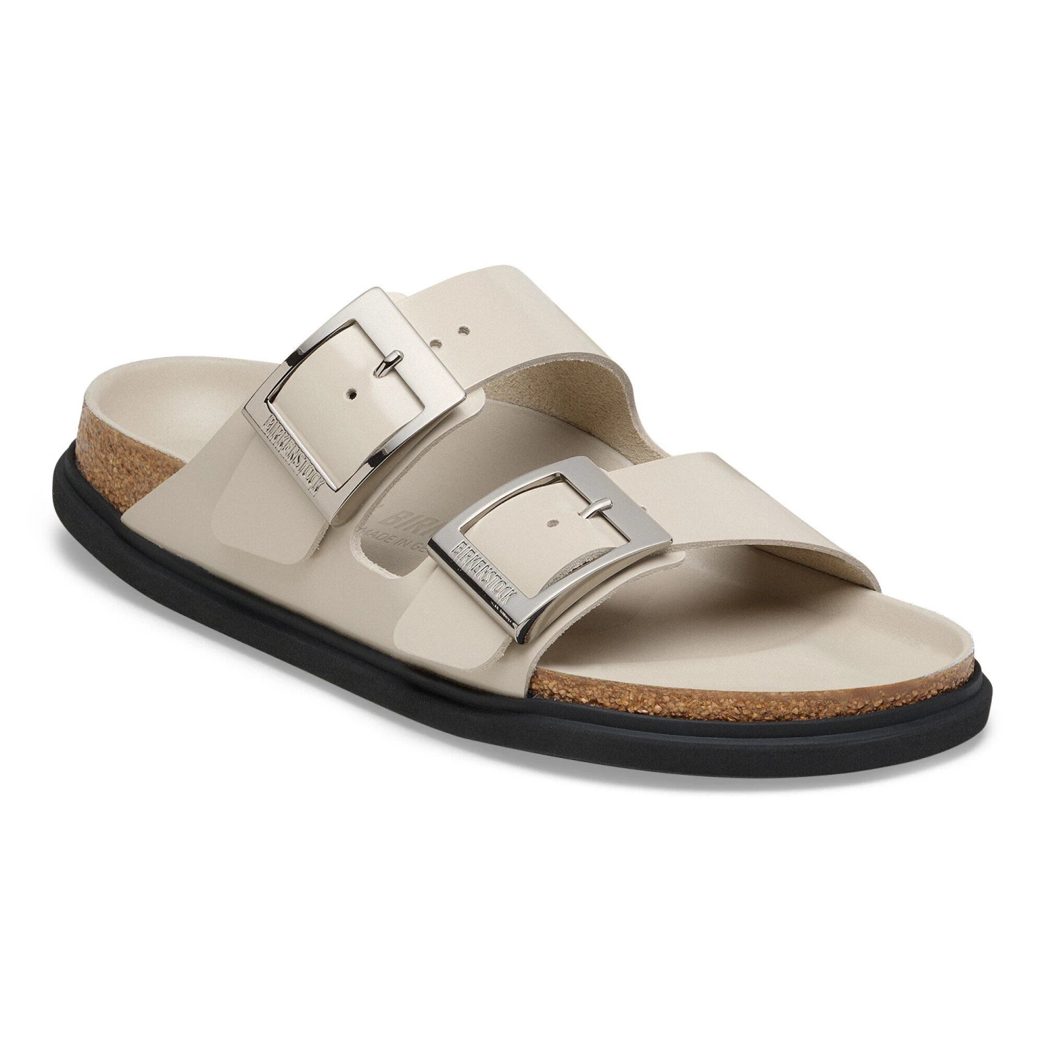 Birkenstock Arizona Droplet Buckle Natural Leather Patent High Shine Oyster 1 Birkenstock Arizona Droplet Buckle Natural Leather Patent High Shine Oyster