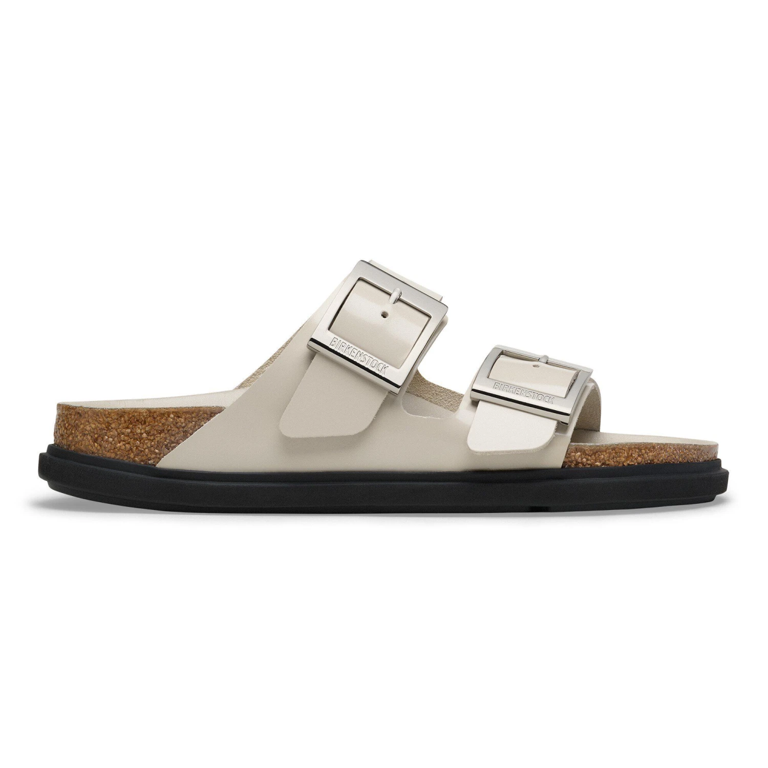Birkenstock Arizona Droplet Buckle Natural Leather Patent High Shine Oyster 3 Birkenstock Arizona Droplet Buckle Natural Leather Patent High Shine Oyster - Image 3