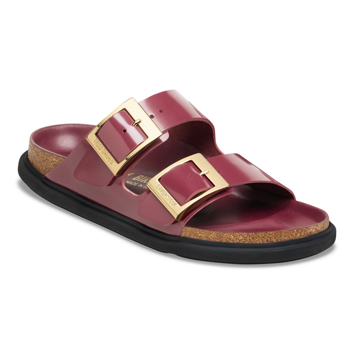 Birkenstock Arizona Droplet Buckle Natural Leather Patent Zinfandel High Shine 1 Birkenstock Arizona Droplet Buckle Natural Leather Patent Zinfandel High Shine