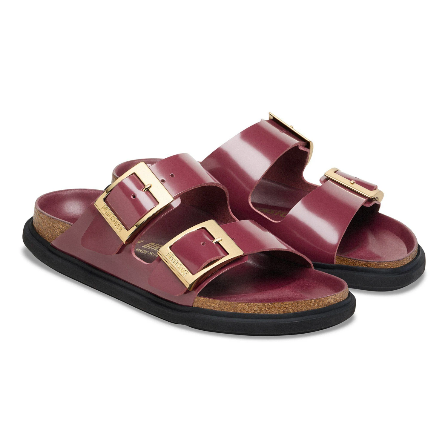 Birkenstock Arizona Droplet Buckle Natural Leather Patent Zinfandel High Shine 4 Birkenstock Arizona Droplet Buckle Natural Leather Patent Zinfandel High Shine - Image 4