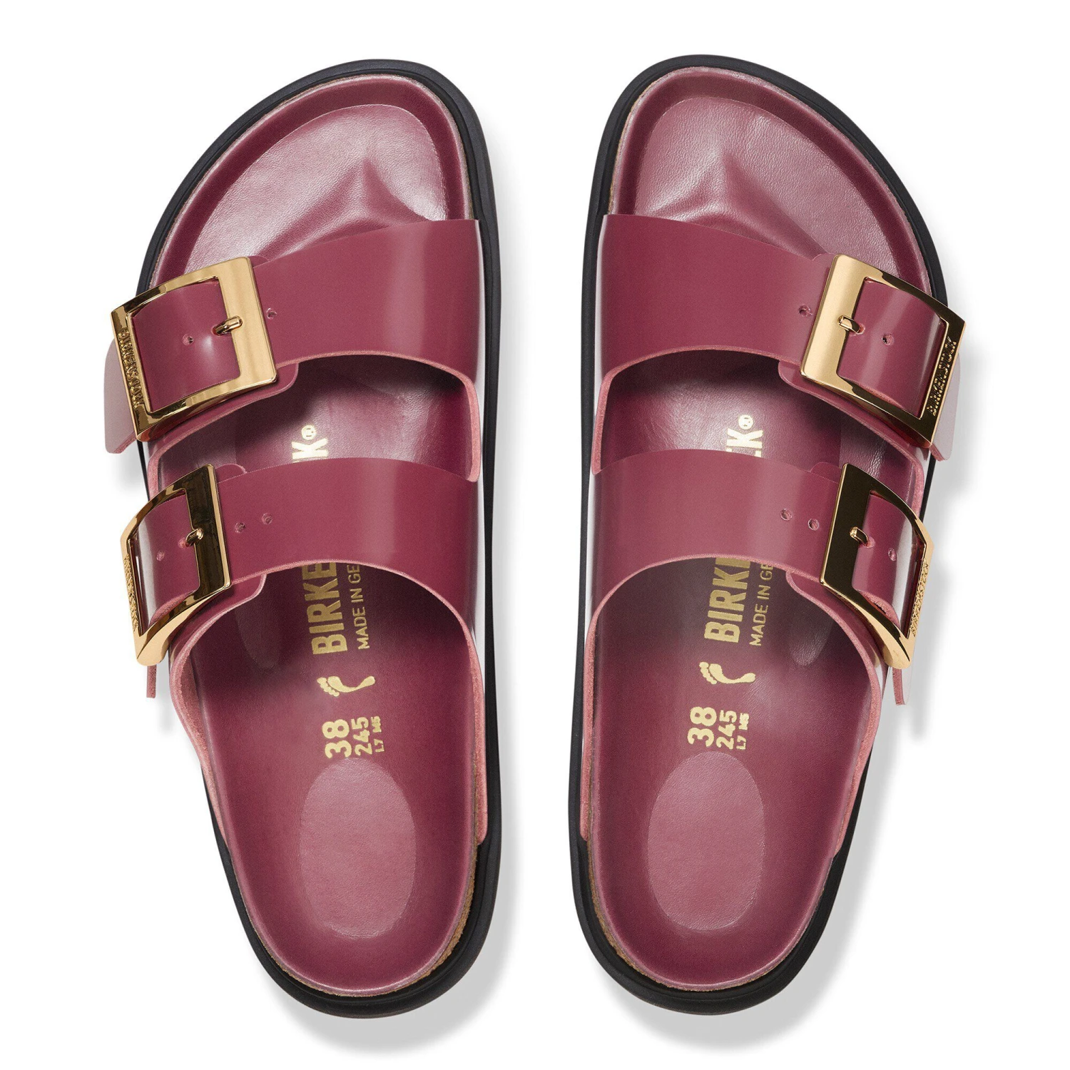 Birkenstock Arizona Droplet Buckle Natural Leather Patent Zinfandel High Shine 2 Birkenstock Arizona Droplet Buckle Natural Leather Patent Zinfandel High Shine - Image 2