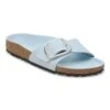 Birkenstock Madrid Big Buckle Natural Leather Patent High Shine Baby Blue