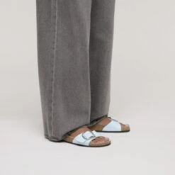 Birkenstock Madrid Big Buckle Natural Leather Patent High Shine Baby Blue -Birkenstock Sale Store 1030363 f look f