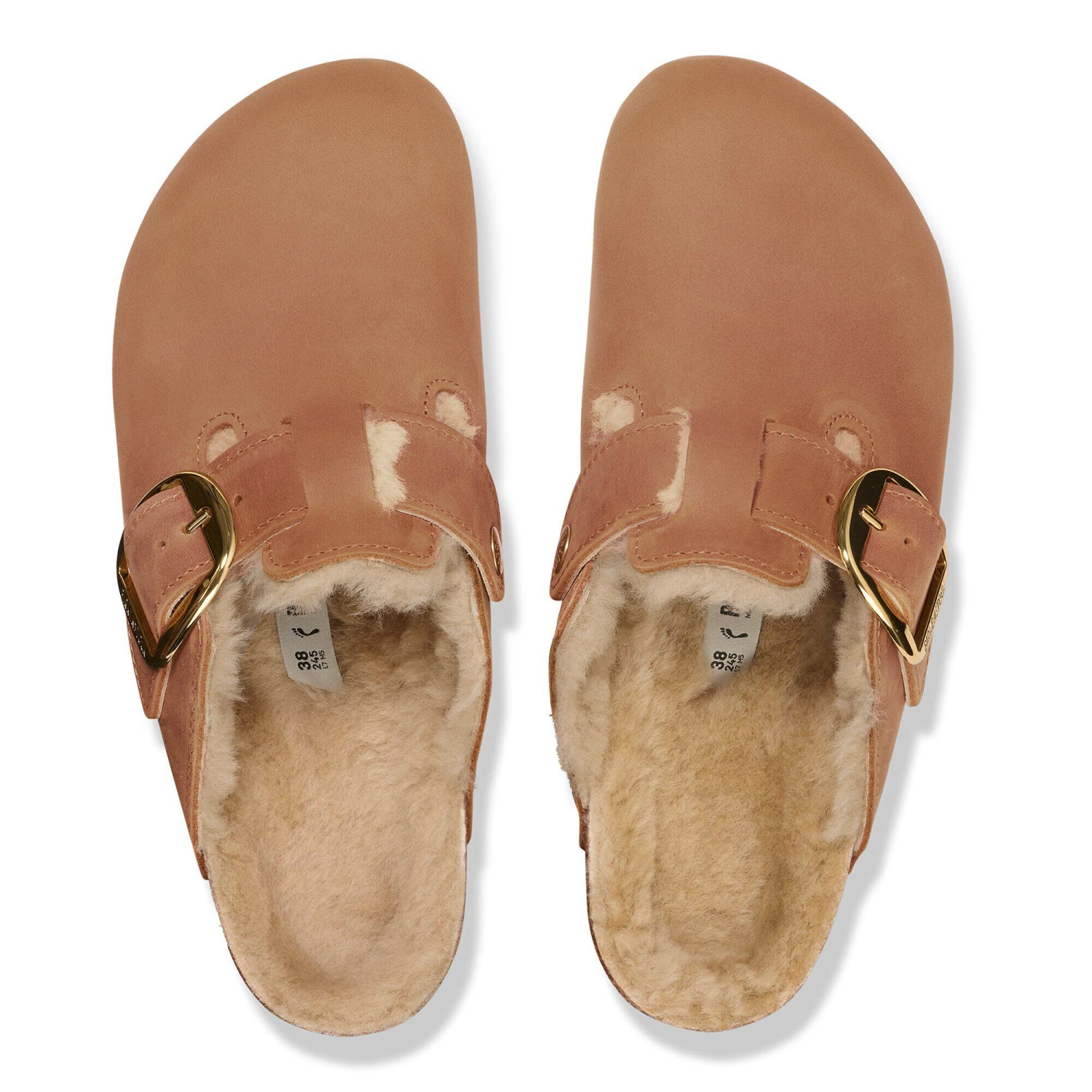 Birkenstock Boston Big Buckle Shearling Oiled Leather Cognac 2 Birkenstock Boston Big Buckle Shearling Oiled Leather Cognac - Image 2