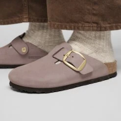 Birkenstock Boston Big Buckle Nubuck Leather Faded Purple 11 Birkenstock Boston Big Buckle Nubuck Leather Faded Purple -Birkenstock Sale Store 1030457 f closeup f