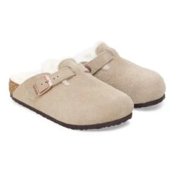 Birkenstock Boston Shearling Kids Suede Leather-Shearling Taupe -Birkenstock Sale Store 1030480 pair