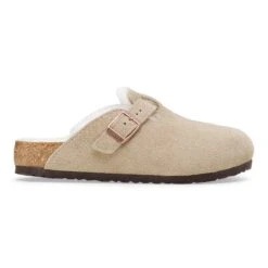 Birkenstock Boston Shearling Kids Suede Leather-Shearling Taupe -Birkenstock Sale Store 1030480 side