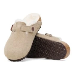 Birkenstock Boston Shearling Kids Suede Leather-Shearling Taupe -Birkenstock Sale Store 1030480 sole