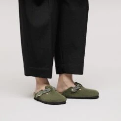 Birkenstock Boston Braided Suede Leather Thyme -Birkenstock Sale Store 1030547 f look f