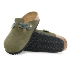 Birkenstock Boston Braided Suede Leather Thyme -Birkenstock Sale Store 1030547 sole