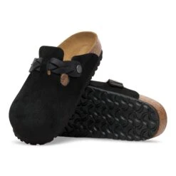 Birkenstock Boston Braided Suede Leather Black -Birkenstock Sale Store 1030561 sole