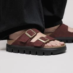 Arizona Chunky Suede Leather Zinfandel -Birkenstock Sale Store 1030581 f closeup f