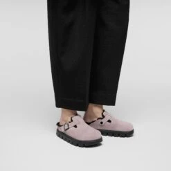 Boston Chunky Shearling Suede Leather Faded Purple -Birkenstock Sale Store 1030601 f look f