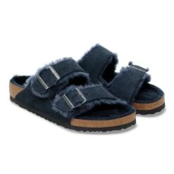 Birkenstock Arizona Shearling Suede Leather New Navy -Birkenstock Sale Store 1030684 pair