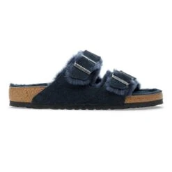 Birkenstock Arizona Shearling Suede Leather New Navy -Birkenstock Sale Store 1030684 side