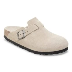 Birkenstock Boston Soft Footbed Suede Leather Oyster Tonal