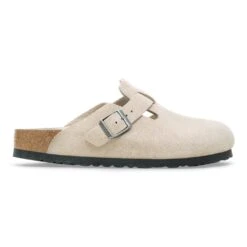 Birkenstock Boston Soft Footbed Suede Leather Oyster Tonal 9 Birkenstock Boston Soft Footbed Suede Leather Oyster Tonal -Birkenstock Sale Store 1030789 side
