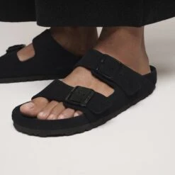 Birkenstock Arizona Suede Leather Black -Birkenstock Sale Store 1030843 f closeup f