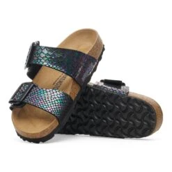 Birkenstock Sydney Luxe Buckle Synthetics Shiny Snake Black -Birkenstock Sale Store 1030868 sole