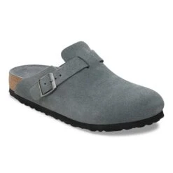 Birkenstock Boston Soft Footbed Suede Leather Basalt Gray Tonal