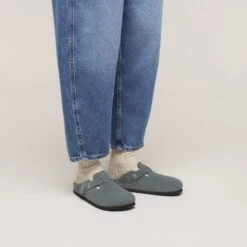 Birkenstock Boston Soft Footbed Suede Leather Basalt Gray Tonal -Birkenstock Sale Store 1030870 f look f