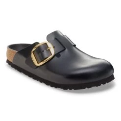 Birkenstock Boston Big Buckle Leather Black Dressy Leather