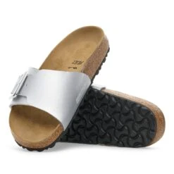 Birkenstock Catalina Luxe Buckle Birko-Flor Silver Metallic -Birkenstock Sale Store 1030920 sole