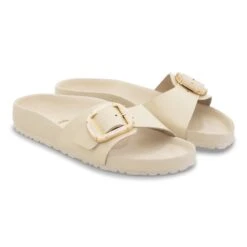 Birkenstock Madrid Big Buckle Pearl Natural Leather Patent High Shine Ecru -Birkenstock Sale Store 1030923 pair
