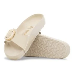 Birkenstock Madrid Big Buckle Pearl Natural Leather Patent High Shine Ecru -Birkenstock Sale Store 1030923 sole