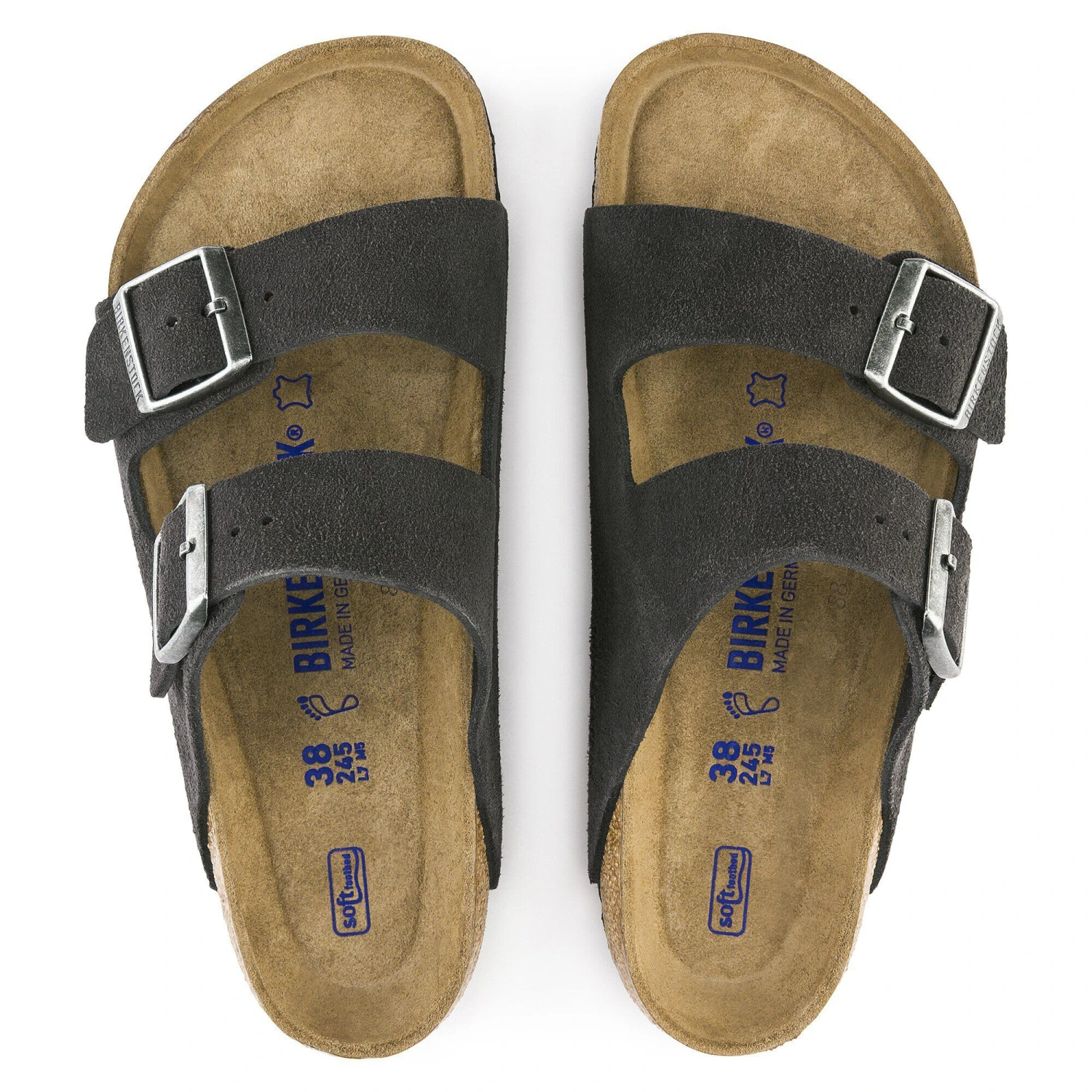 Birkenstock Arizona Soft Footbed Suede Leather Velvet Gray 2 Birkenstock Arizona Soft Footbed Suede Leather Velvet Gray - Image 2