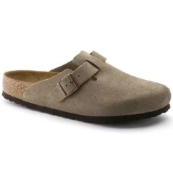 Birkenstock Boston Soft Footbed Suede Leather Taupe