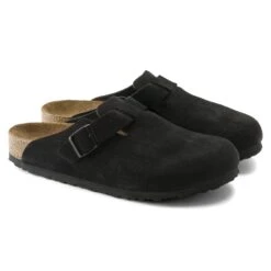 Birkenstock Boston Soft Footbed Suede Leather Black -Birkenstock Sale Store 660473 pair