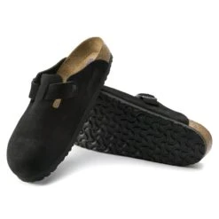 Birkenstock Boston Soft Footbed Suede Leather Black -Birkenstock Sale Store 660473 sole