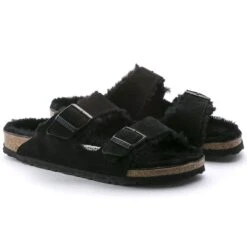 Birkenstock Arizona Shearling Suede Leather Black -Birkenstock Sale Store 752663 pair
