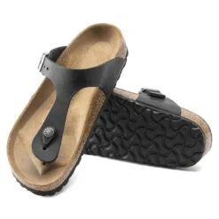 Birkenstock Gizeh Oiled Leather Black -Birkenstock Sale Store 845251 sole